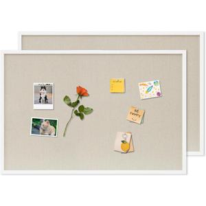 Cork Board with Linen White 2Pack,Bulletin Board 36"x24" Hanging Corkboards for Office Home School Message Board or Vision Board Decoration.