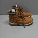 COTTIMO Snow Hiking Winter Boots for Women - Casual Brown Combat Work Boot - Non-slip Fur-Lined Ankle Boots - Fashion Boots Waterproof Leather Shoes Size 8.5