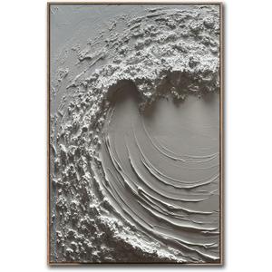 V-inspire 24x36 Inches Modern Abstract 3D Wave Oil Painting on Canvas, Framed Wall Art, 24"L x 48"W