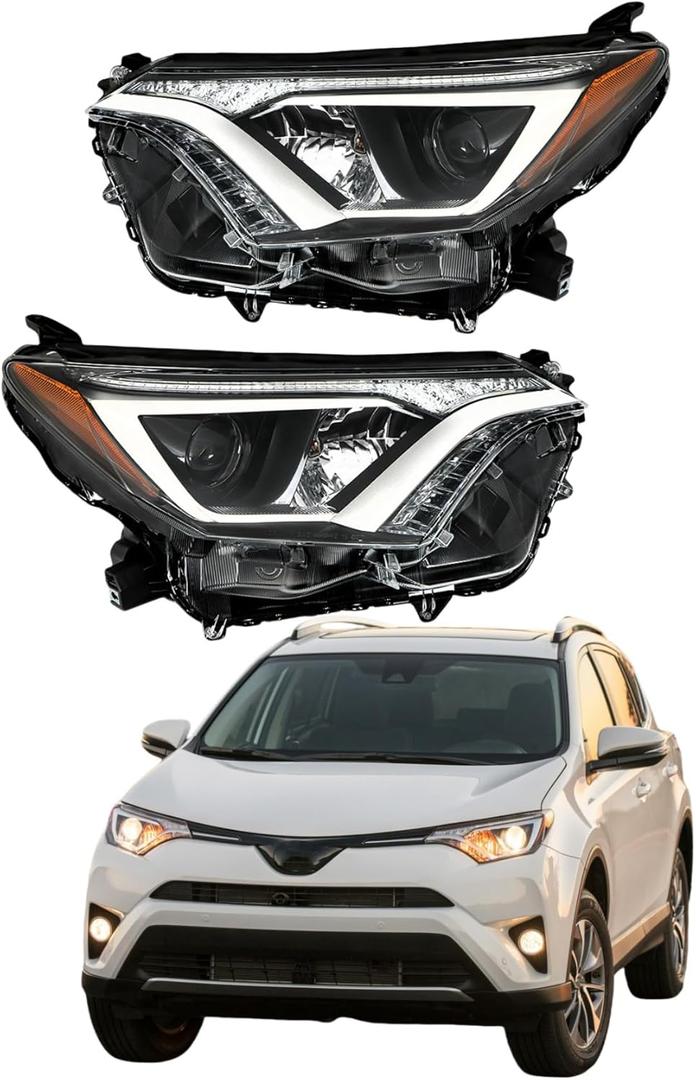 labwork Headlight Set Replacement for Toyota Rav4 2016 2017 2018 Projector Headlight Assembly Pair Left+Right Side (Passenger & Driver Side)