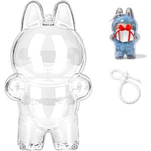 Protective Case for Labubu Display Case Won’t Trap Hair Highly Transparent, Exciting Macaron Big into Energy 1pcs (Standing)