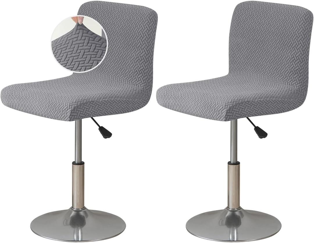 FUANGUI Bar Stool Covers Set of 2, Stretch Bar Stool Chair Cover Slipcovers, Knitted Jacquard Counter Stool Bar Chair Covers for Kitchen Pub Dining Room (Knitted Grey)