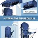 Docusvect Beach Chair with Canopy Shade, Folding Camping Chair with Canopy with Cup Holder, Side Pocket for Camp, Beach, Tailgates, Fishing - Support 330 LBS