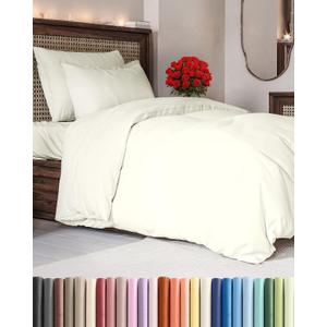Duvet Cover Twin/Twin XL Size - Extra Soft Twin/Twin XL Size Duvet Cover - Lightweight & Breathable & Fade Free with Zipper Closures and Ties - 68" x 90" Inches - (Ivory) Comforter Not Included