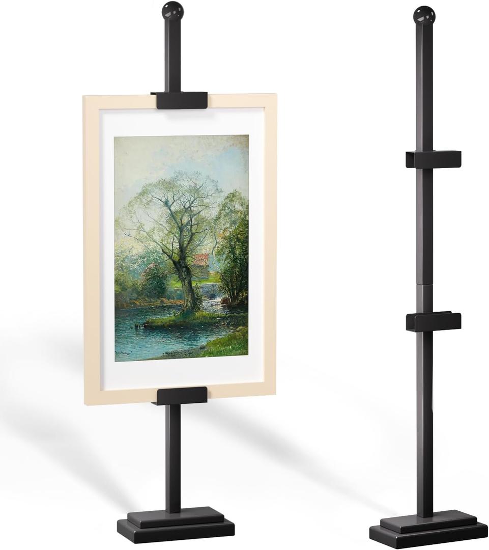 Adjustable Tabletop Easel Stand for Frames Up to 29" H, Metal Picture Frame Stand, Table Easels for Display, Standing Easel Frame Holder Display Stand for Picture Frames, Artwork, Canvas (Black)