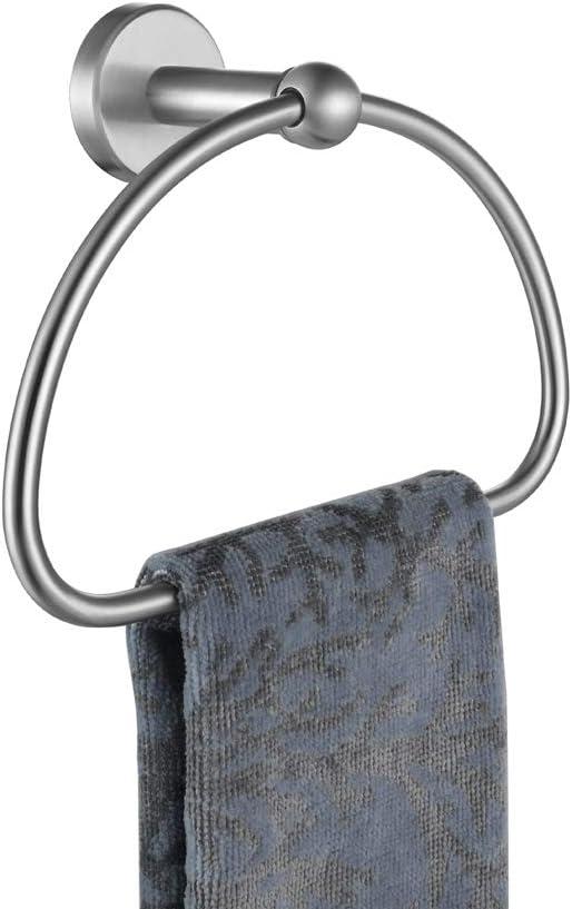 JQK Towel Ring, Stainless Steel Half Ring Towel Holder for Bathroom, 7 Inch Brushed Finished Wall Mount, TR160-BN
