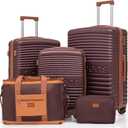 5 Piece Luggage Sets with Spinner Wheels and Tsa Lock, Hardshell ABS Suitcase Set, Lightweight Hardside Waterproof Travel Suitcases for Men Women, 20", 24", 28" Burgundy