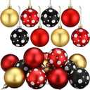 Syhood 12 Pcs 2.4 Inch Christmas Ball Ornaments Mouse Plastic Ball Tree Ornaments Cartoon Mouse Balls Red Black Yellow White Dot Decorations for Xmas Trees Party Home Decor