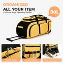 Searock 90L Rolling Duffle Bag with Wheels and Handle, 31 Large Duffle Bag for Travel, Carry On Luggage Duffel Bag with Shoe Compartment, Multi-Pocket, Water Resistant, Yellow