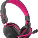 JLab JBuddies Play Gaming Wireless Kids Headset, Pink, 22+ Hour Bluetooth 5 Playtime 60ms Super-Low Latency for Mobile Gameplay, Retractable Boom Mic, AUX Cord Compatible w/Gaming Consoles