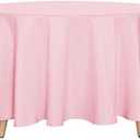 sancua Round Tablecloth - 90 Inch - Water Resistant Spill Proof Washable Polyester Table Cloth Decorative Fabric Table Cover for Dining Tables, Buffet Parties and Camping, Pink