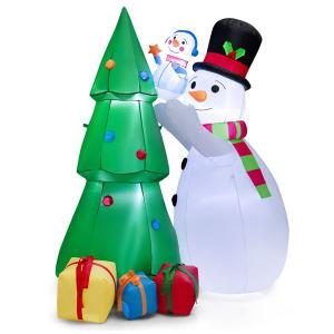 6-ft H Lighted Inflatable Snowman and Christmas Tree with Gift Boxes