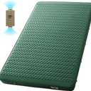 Double Self Inflating Sleeping Pad with Electric Pump - 4" Ultra-Thick Memory Foam Camping Mattress for 2 Person, Portable Outdoor Air Camp Mat Gear for Tent Car Truck Travel Hiking (Green), Full