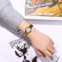 JewelryWe Women's Big Dial Easy Reader Watch Gold/Silver Tone Elastic Stretch Band Wristwatch for Christmas