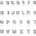 NSBELL 104PCS 8mm Full Rhinestones Slide Alphabet Letters Charms A-Z Alphabet Charms for DIY Necklace Choker Wristbands Bracelets Jewelry Making Charms Supplies, Sliver