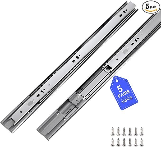 LONTAN 18 Inch Push to Open Soft Close Drawer Slides 5 Pairs Heavy Duty