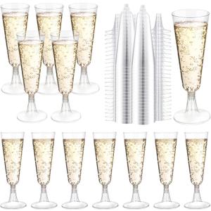 SUREHOME Plastic Champagne Flutes 200 Pack Champagne Glasses Disposable Mimosa Glasses 5 Oz Crystal Clear Plastic Flutes for Party Drinking Cocktail Cups Acrylic Wedding Toasting Glasses Flutes Bulk, 200 Count