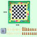 2-in-1 Travel Game Set, Portable Chess and Flying Chess with 20-inch Foldable Chess Board, 48 Chess Pieces, Extra Dice and Sturdy Storage Bag, Travel Board Games for Kids and Adults