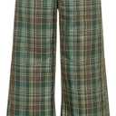 WDIRARA Women's Plaid Wide Leg Pants Casual High Waist Long Pants Trousers Multicolor X-Small