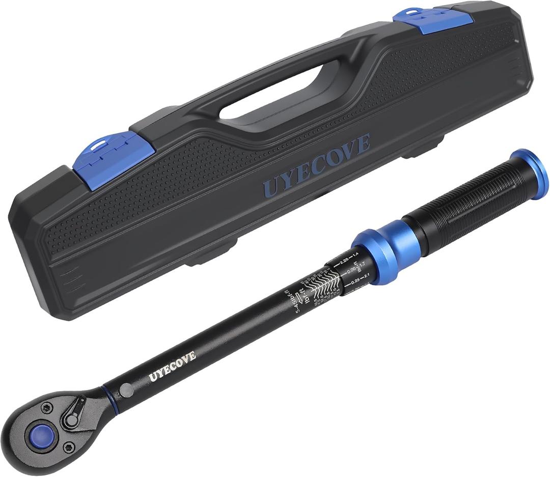 3/8-Inch Drive Click Torque Wrench, Dual-Direction Click Professional Torque Wrench 5-45FT.LB/6.8-61N.M, Dual Range Scales Graduated in FT.LB and N.M, Blue