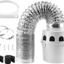 [Upgraded]AMI PARTS TDIDVKZW Indoor Dryer Vent Kit with 4-Inch by 8-Foot Proflex Duct, White, 4 Inch