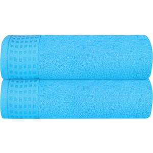 GLAMBURG 100% Cotton 2 Pack Oversized Bath Towel Set 28x55 Inches, Ultra Soft Highly Absorbant Compact Quickdry & Lightweight Large Bath Towels, Ideal for Gym Travel Camp Pool - Turquoise Blue