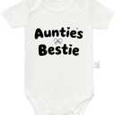 Aunties Bestie Bodysuit, Newborn Clothes, Gender Neutral Baby Clothing, Boys Girls Short Sleeve Jumpsuit Outfit