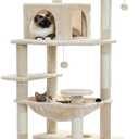 PAWZ Road Large Cat Tree, 72 Inches Cat Tower for Large Cats, Cat Condo with Sisal-Covered Scratching Posts and Pads, 2 Padded Perch, Dual Condo and Basket for Indoor Cats-Beige