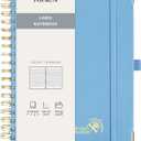 POPRUN Lined Spiral Journal Notebook for Women & Men, 7-1/4" x 9-1/2", 220 Numbered Pages, College Ruled Hardcover Notebook for Work, Journals for Writing, 120 GSM Thick Paper, Haze Blue