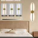 Wireless Wall Sconces Set of 2 20Inch Battery Operated Wall Lights with Remote Control360Rotate Dimmable led Wall Lamps for Living Room and Bedroom (Gold)
