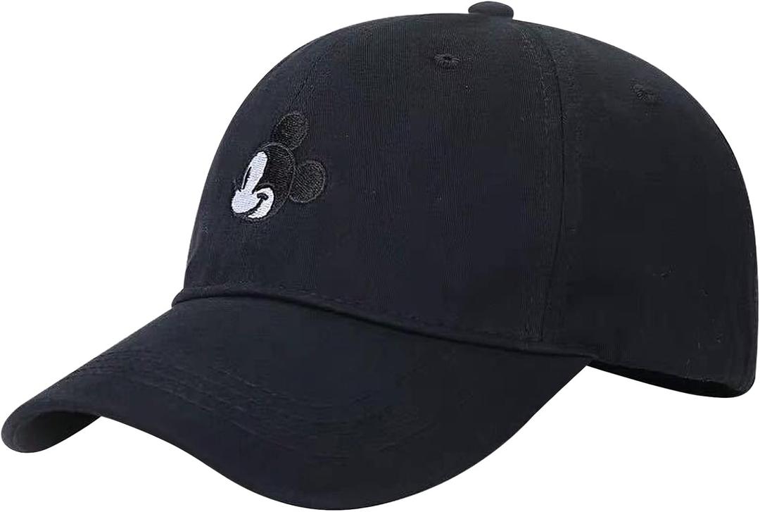 Cartoon Baseball Cap Embroidery and Printing Sun Hats Men Women Hip Hop Baseball Hat for Outdoor Sports Decoration (One Size, Black)