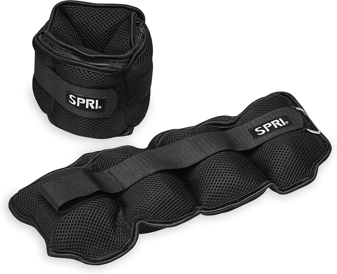 SPRI Adjustable Ankle Weights - Walking Weights for Strength Training Exercises, Resistance Endurance Workouts, General Fitness - For Strengthening & Toning Lower Body (b) 10-Pound / 5lbs Each (Black))