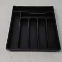 Lifewit Silverware Drawer Organizer Tray, Plastic Cutlery Storage for Kitchen Drawer, Flatware and Utensil Holder Divider for Spoons Forks Knives Tableware, 7 Compartment, Black (12.3 x 14.2 inch (7 Slots))