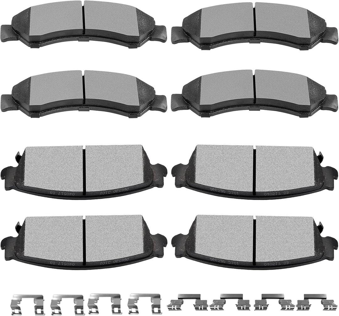 Ceramic Brake Pads Kits,SCITOO 8pcs Brakes Pads Set Fit For Cadillac Escalade ESV/EXT,For Chevy Avalanche/Silverado 1500/Suburban 1500/Tahoe,For GMC Sierra 1500/Yukon/Yukon XL 1500