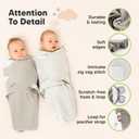 3-Pack Organic Swaddles for Newborns, Baby Sleep Sacks 0-3 Months - Baby Swaddle Wrap, Newborn Wearable Blanket, Infant Sleep Sack for Girls, Boys, Soft & Snug, Large Hook & Loop Closure (Granite)