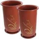 Happyyami 2pcs Resin Plant Pots with Saucer, Orchid Nursery Planter, Red, 11.81 X 8.46 Inches, Ideal for Home Decor, Durable for Room, Bedroom, Kitchen