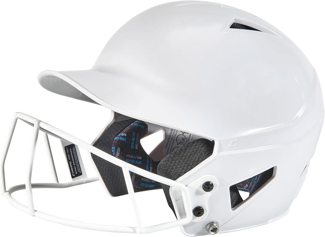 CHAMPRO HX Rookie Fastpitch Softball Batting Helmet with Facemask for Youth and Adults of All Ages (Small, White)