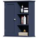 Treocho Bathroom Wall Cabinet, Medicine Cabinet with Door and 3 Open Shelves, Wall Mounted Storage Organizer for Bathroom, Kitchen, Living Room, Navy(6.3"D x 21.5"W x 24.02"H)