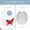 Angol Shiold Marble Toilet Seat, Zinc Alloy Hinges (Round, Grey), Size: Round-16.5“