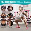 Ayombo Pilates Bar Kit with Resistance Bands, Pilates Workout Equipment for Legs, Hip, Waist, Arm, Squats Exercise Equipment for Home Workouts, Adjustable 3-Section Pilates Bar Kit for Women & Men