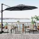 GarveeLife 10FT Patio Umbrella Outdoor Large Cantilever Umbrella Market Sun Shade Windproof Offset Umbrella with 360-Degree Rotation for Garden Deck Pool Patio, Grey