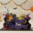 2PCS Halloween Decorations IndoorHalloween Party Supplies, Home Office Decor (Witch, Castle, Pumpkin, Bat, Black Cat)