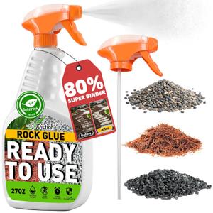 JDiction Rock Glue for Landscaping with Sprayer 27OZ - Ready to Use Mulch Adhesive, Landscape Glue Spray for Rocks, Pea Gravel, Stones, Weather Resistant Mulch Binder, Pets Safe, Lasts 2 Years