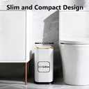 TIPGO Bathroom Trash Can with Lid, 2.1 Gallon / 8 Liter Small Garbage Can, Press Top Bin, Stainless Steel Wastebasket with Pop-Up Lid for Bedroom, Living Room, Office (White)