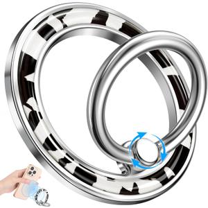 LISEVO Phone Ring Holder Compatible with MagSafe - Magnetic Cell Phone Grip Magnet Removable Finger Ring Grip Stand Cute Girly Kawaii White Unique Design for iPhone 17 Pro Max 16 15 14 13 12 Series