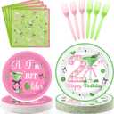 96Pcs Matini 21st Birthday Party Decorations A Tini Bit Older Plates and Napkins Tableware Sets Pink Green Decorations for 21 Years Old Women Girls Birthday Martini Party Supplies Serves 24