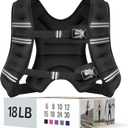 Zeerun 18LBS Weighted Vest for Women & Men with Reflective Stripe and Adjustable Buckle, Comfortable & Durable Rucking Vest for Walking, Running & Strength Training, black