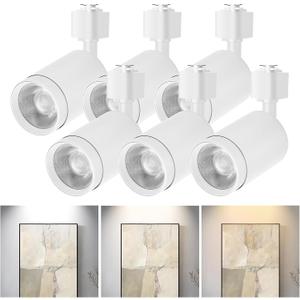 10W LED Track Lighting Heads L-Type Adjustable Ceiling Spotlights, 3000K/4000K/5700K, Flicker-Free CRI90+ (6-Pack) White Track Light Fixtures for Accent, Task & Art Lighting