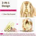 2 x Ponytail Extension, 12 Inch Pony Tails Hair Extensions, Hold Securely, Tangle-Free,Curly Wavy Natural Looking Synthetic Claw Clip Ponytail Extension for Daily Use (Golden Blonde Mix Bleached Blonde Evenly)