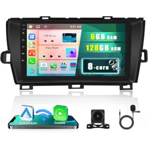 8-Core 6+128G Android 15 Car Stereo Upgrade Radio for Toyota Prius 2010-2015 with JBL, 9'' HD Touch Screen with Wireless CarPlay & Android Auto, AHD Backup Camera, Mirror Link, GPS Navi